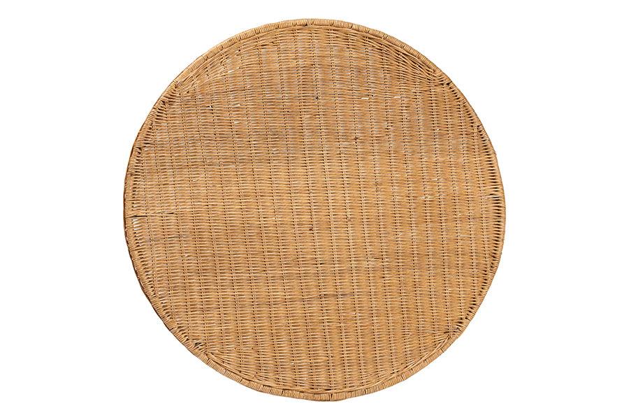 bali & pari Pabla Bohemian Light Honey Rattan Scalloped Accent Table FredCo