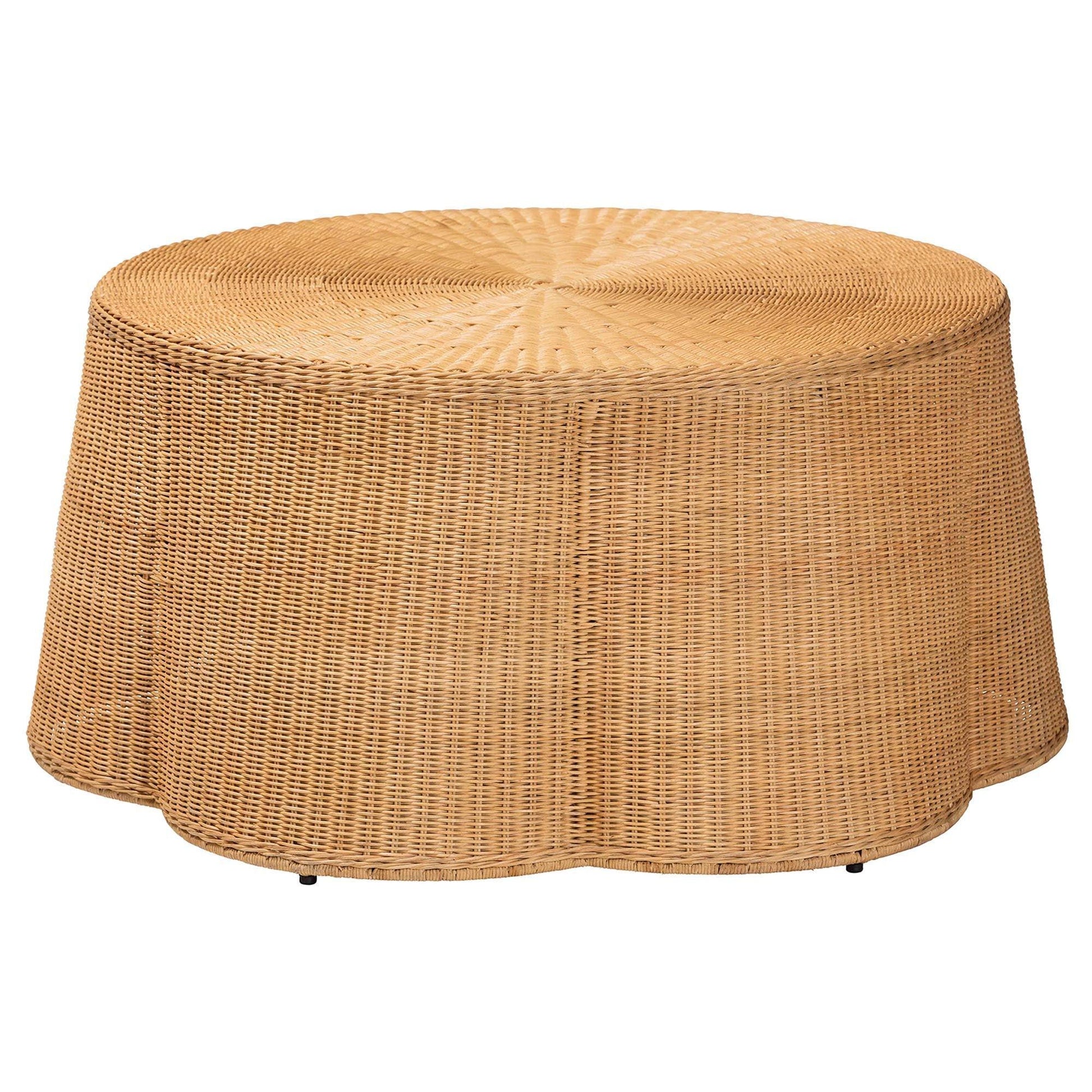 bali & pari Palm Bohemian Honey Scallop Rattan Coffee Table FredCo