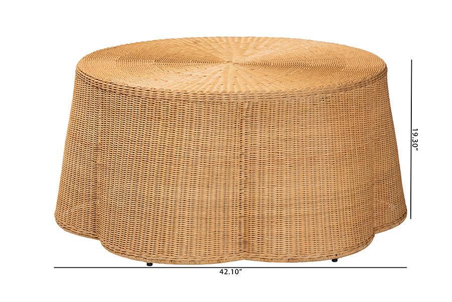 bali & pari Palm Bohemian Honey Scallop Rattan Coffee Table FredCo
