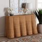 bali & pari Palm Bohemian Honey Scallop Rattan Console Table FredCo