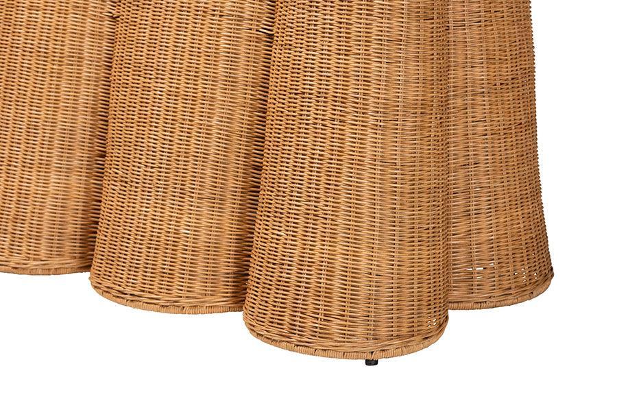 bali & pari Palm Bohemian Honey Scallop Rattan Console Table FredCo