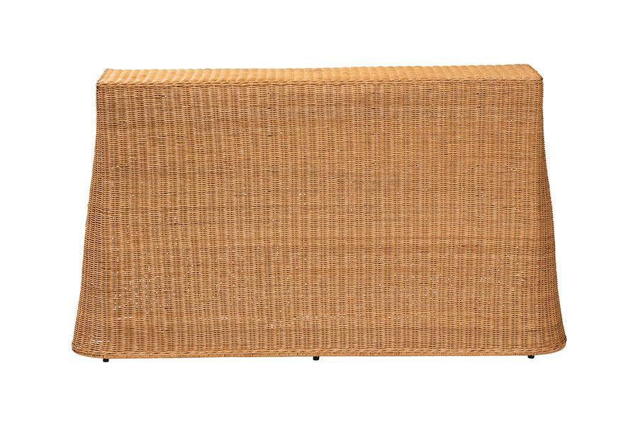 bali & pari Palm Bohemian Honey Scallop Rattan Console Table FredCo