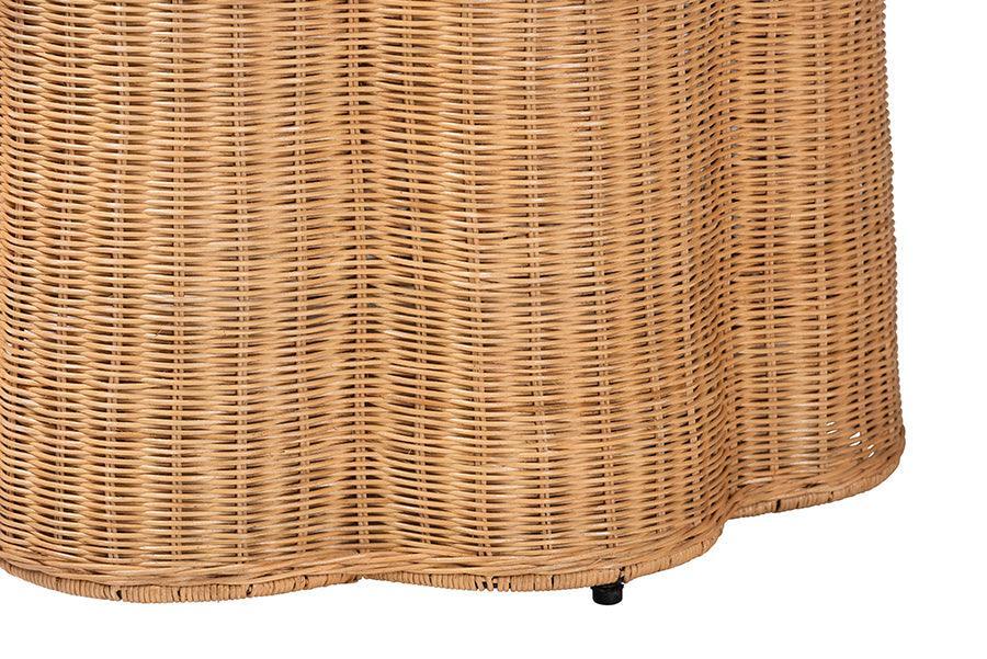 bali & pari Palm Bohemian Honey Scallop Rattan End Table FredCo