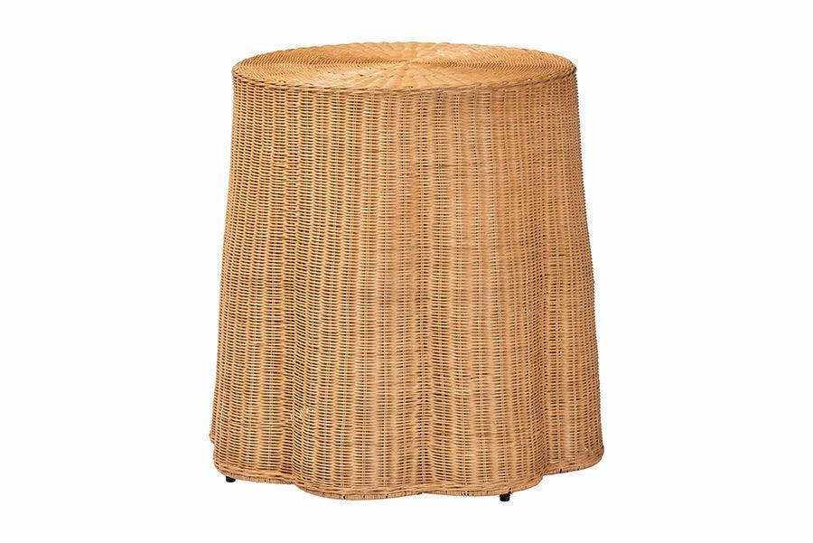 bali & pari Palm Bohemian Honey Scallop Rattan End Table FredCo