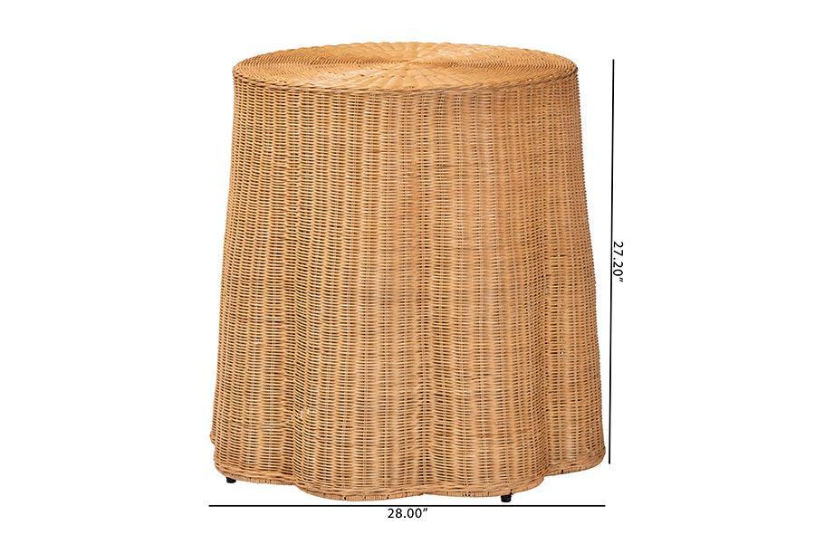 bali & pari Palm Bohemian Honey Scallop Rattan End Table FredCo