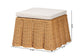 bali & pari Palm Bohemian Honey Scallop Rattan Ottoman FredCo