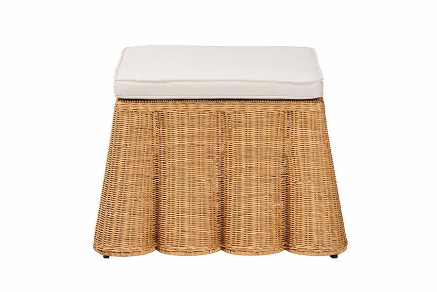 bali & pari Palm Bohemian Honey Scallop Rattan Ottoman FredCo