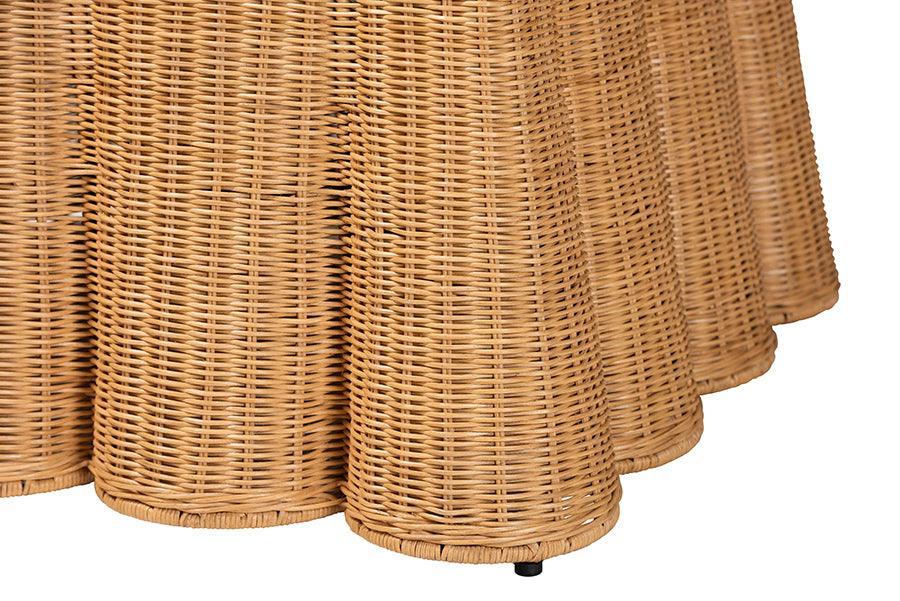 bali & pari Palm Bohemian Honey Scallop Rattan Ottoman FredCo
