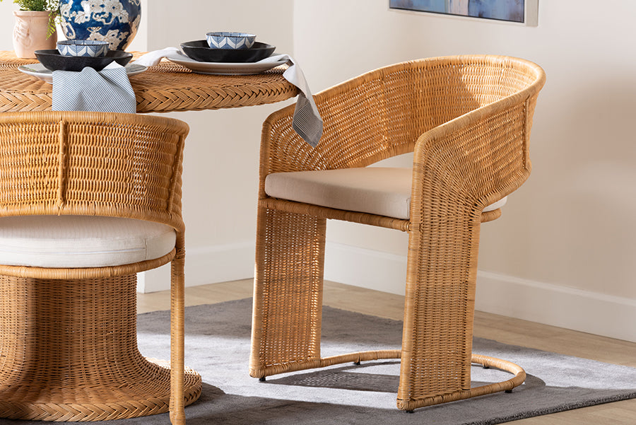 bali & pari Palm Bohemian Light Honey Rattan Dining Chair FredCo