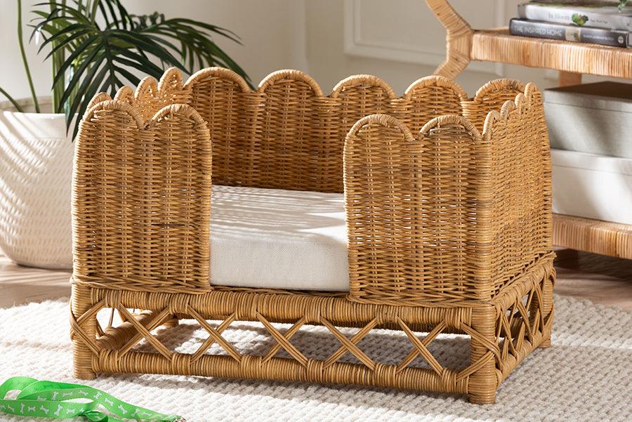 bali & pari Palm Bohemian Light Honey Rattan Pet Bed FredCo
