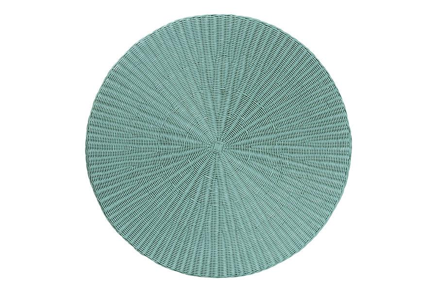 bali & pari Palm Bohemian Seafoam Green Scalloped Rattan Coffee Table FredCo