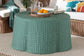 bali & pari Palm Bohemian Seafoam Green Scalloped Rattan Coffee Table FredCo