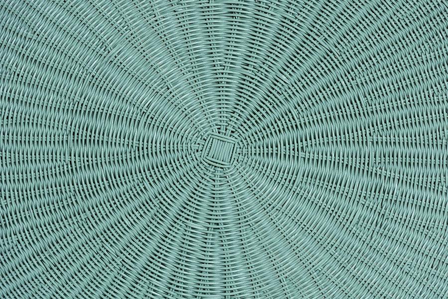 bali & pari Palm Bohemian Seafoam Green Scalloped Rattan Coffee Table FredCo