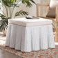 bali & pari Palm Bohemian White Scallop Rattan Ottoman FredCo