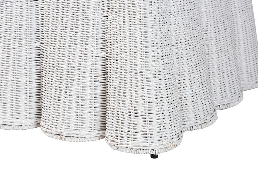 bali & pari Palm Bohemian White Scallop Rattan Ottoman FredCo