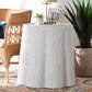 bali & pari Palm Bohemian White Scalloped Rattan End Table FredCo