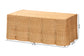 Bali & Pari Palm Light Honey Rattan Scalloped Rectangle Coffee Table – Handwoven Coastal Boho Accent for Living Room or Patio FredCo