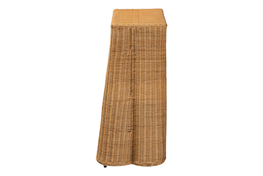 bali & pari Palm Scallop Natural Rattan Console Table - Handwoven Wicker Accent Table for Hallway or Entryway, Coastal & Boho Décor, Rectangle 36" FredCo