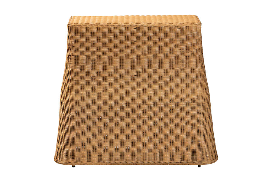 bali & pari Palm Scallop Natural Rattan Console Table - Handwoven Wicker Accent Table for Hallway or Entryway, Coastal & Boho Décor, Rectangle 36" FredCo