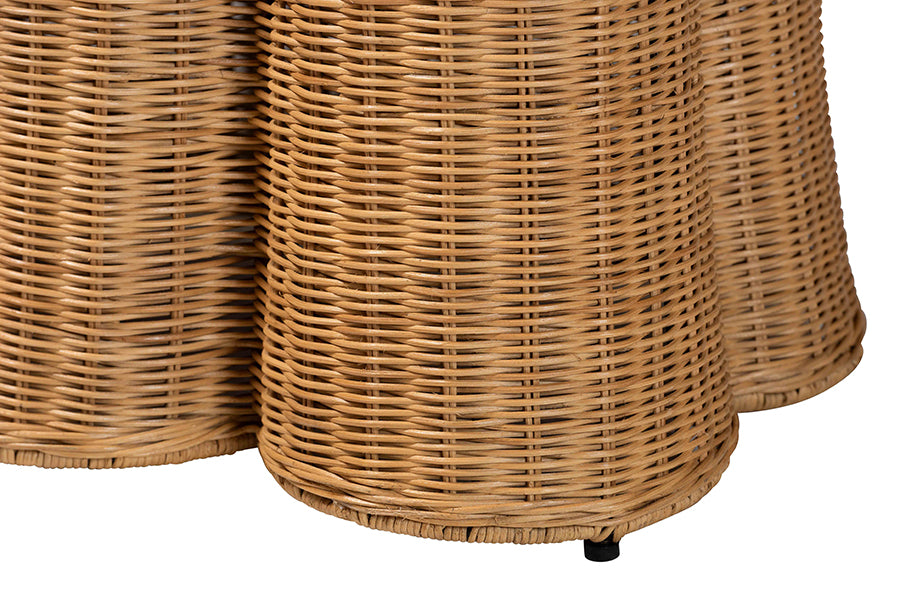 bali & pari Palm Scallop Natural Rattan Console Table - Handwoven Wicker Accent Table for Hallway or Entryway, Coastal & Boho Décor, Rectangle 36" FredCo