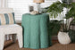 bali & pari Palm Scallop Natural Rattan Console Table - Handwoven Wicker Round Accent Table for Living Room, Sunroom or Foyer Place, Coastal Boho Style in Teal Green FredCo