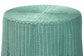bali & pari Palm Scallop Natural Rattan Console Table - Handwoven Wicker Round Accent Table for Living Room, Sunroom or Foyer Place, Coastal Boho Style in Teal Green FredCo
