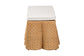 bali & pari Palm Scallop Natural Rattan Ottoman with Cushion - Handwoven Wicker Accent Bench for Living Room, Bedroom or Entryway, Coastal Boho Style Accent Furniture, Rectangle FredCo