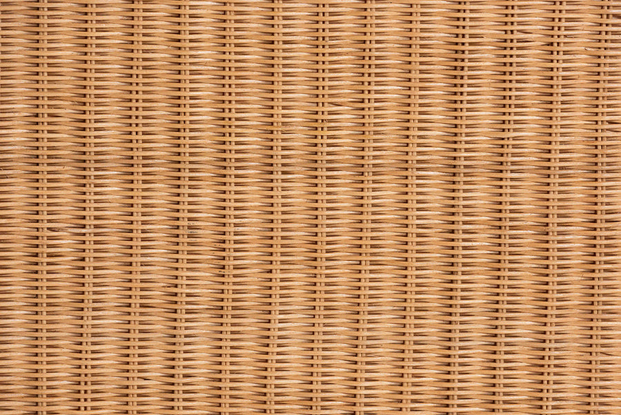 bali & pari Palm Scallop Natural Rattan Ottoman with Cushion - Handwoven Wicker Accent Bench or Footrest for Living Room, Bedroom, or Sunroom Decor, 35" Square FredCo