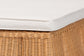 bali & pari Palm Scallop Natural Rattan Ottoman with Cushion - Handwoven Wicker Accent Bench or Footrest for Living Room, Bedroom, or Sunroom Decor, 35" Square FredCo