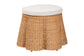 bali & pari Palm Scallop Natural Rattan Ottoman with Cushion - Handwoven Wicker Accent Stool or Footrest for Living Room, Bedroom, or Sunroom, Coastal Boho Style, 26" Round FredCo