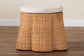 bali & pari Palm Scallop Natural Rattan Ottoman with Cushion - Handwoven Wicker Accent Stool or Footrest for Living Room, Bedroom, or Sunroom, Coastal Boho Style, 26" Round FredCo