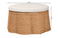 bali & pari Palm Scallop Natural Rattan Ottoman with Cushion - Handwoven Wicker Accent Stool or Footrest for Living Room, Bedroom, or Sunroom, Coastal Boho Style, 32" Round FredCo