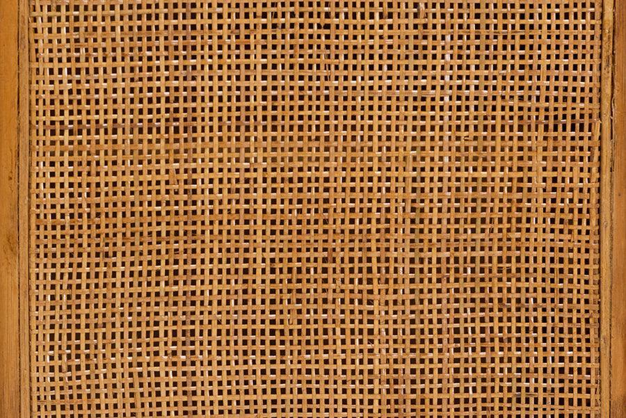 bali & pari Paloma Modern Bohemian Light Honey Rattan Large Storage Cabinet FredCo