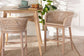 bali & pari Papua Modern Bohemian Antique White Washed Rattan and Mahogany Wood Counter Stool FredCo