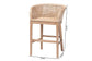 bali & pari Papua Modern Bohemian Antique White Washed Rattan and Mahogany Wood Counter Stool FredCo