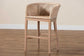 bali & pari Papua Modern Bohemian Antique White Washed Rattan and Mahogany Wood Counter Stool FredCo