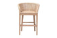 bali & pari Papua Modern Bohemian Antique White Washed Rattan and Mahogany Wood Counter Stool FredCo