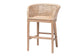 bali & pari Papua Modern Bohemian Antique White Washed Rattan and Mahogany Wood Counter Stool FredCo