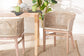 bali & pari Papua Modern Bohemian Antique White Washed Rattan and Mahogany Wood Dining Chair FredCo