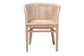 bali & pari Papua Modern Bohemian Antique White Washed Rattan and Mahogany Wood Dining Chair FredCo