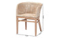 bali & pari Papua Modern Bohemian Antique White Washed Rattan and Mahogany Wood Dining Chair FredCo