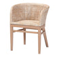 bali & pari Papua Modern Bohemian Antique White Washed Rattan and Mahogany Wood Dining Chair FredCo