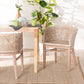 bali & pari Papua Modern Bohemian Antique White Washed Rattan and Mahogany Wood Dining Chair FredCo