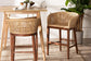 bali & pari Papua Modern Bohemian Natural Rattan and Walnut Brown Acacia Wood Counter Stool FredCo