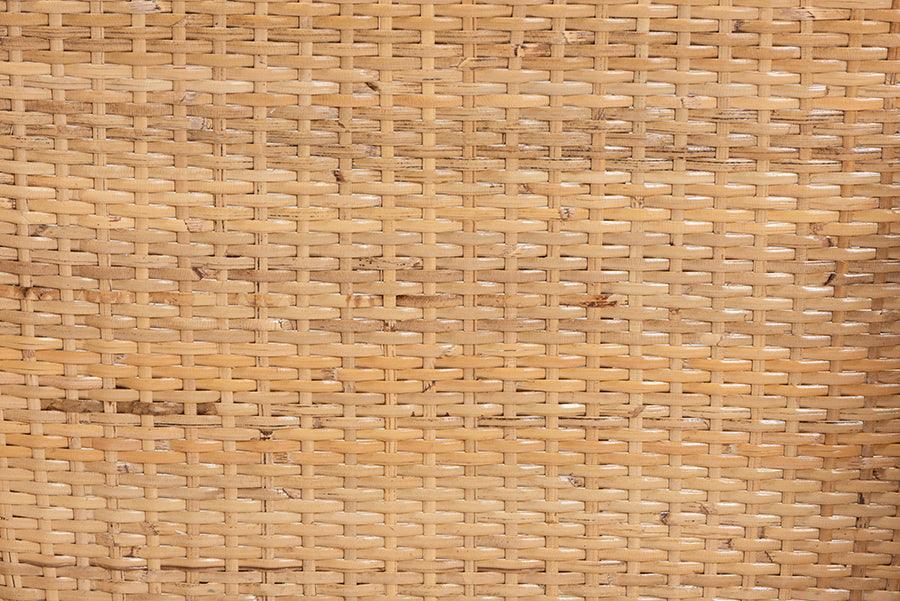 bali & pari Papua Modern Bohemian Natural Rattan and Walnut Brown Acacia Wood Counter Stool FredCo