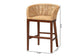 bali & pari Papua Modern Bohemian Natural Rattan and Walnut Brown Acacia Wood Counter Stool FredCo
