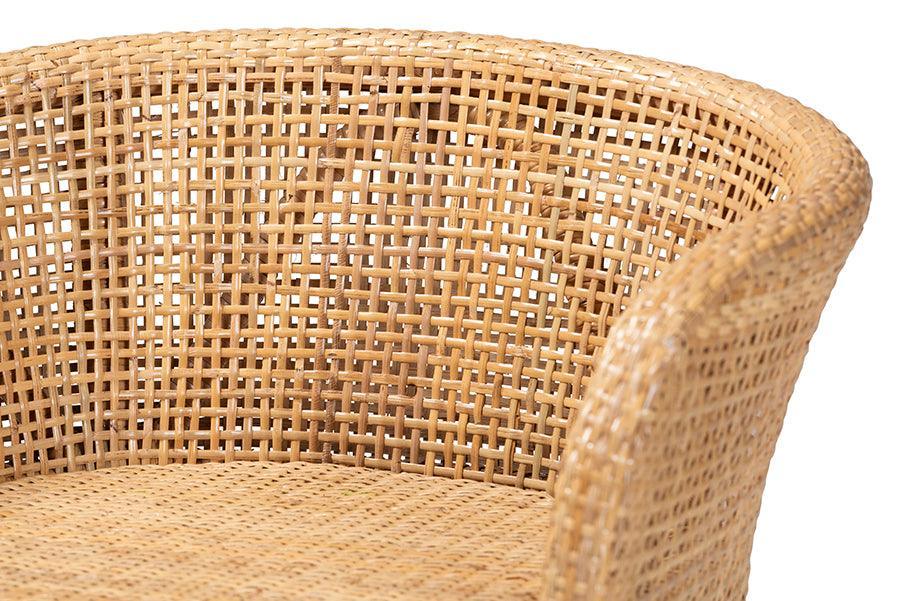 bali & pari Papua Modern Bohemian Natural Rattan and Walnut Brown Acacia Wood Counter Stool FredCo
