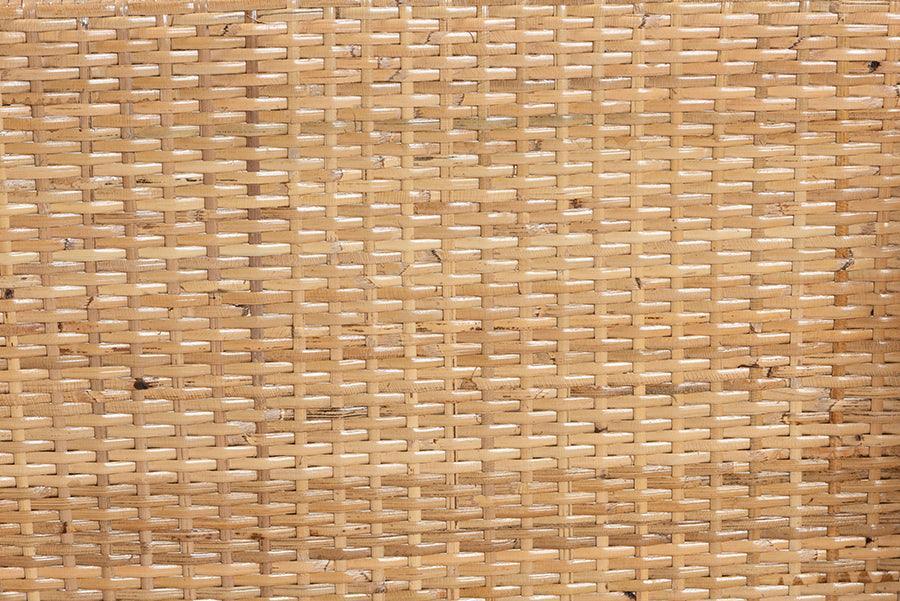 bali & pari Papua Modern Bohemian Natural Rattan and Walnut Brown Acacia Wood Dining Chair FredCo
