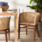 bali & pari Papua Modern Bohemian Natural Rattan and Walnut Brown Acacia Wood Dining Chair FredCo