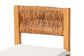 Natural wood dining chair with woven rattan backrest and white cushion from FredCo International